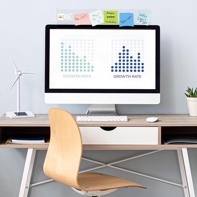DOLLAR BOSS Monitor Memo Boards for Computers Office Desk Accessories 15.7" x 3.1" Transparent Acrylic Monitor Side Panel Multifunction Message Board Screen Note Holder for Office Home Work Desk