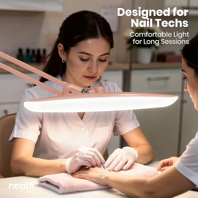 Neatfi XL 2,200 Lumens LED Task Lamp, 24W Super Bright Desk Lamp, 117 Pcs SMD LED, 4 Level Brightness, Dimmable, Task Light for Home, Office, Workbench (Non-CCT, Rose Gold)