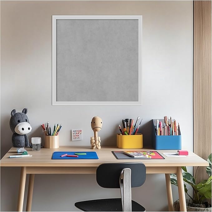 Amanti Art Silver Framed Magnetic Board 21x21 Medium Vision Board for use with Magnets, 100% Metal Sheet to Display Items as Office Decor or for Home Organization in mudroom, Kitchen or Kids Room