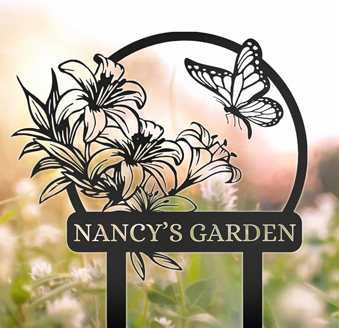 Personalized Garden Signs | Customized Metal Yard Sign Stakes | Custom Butterfly Garden Name Sign | Garden Signs to Personalize | Custom Yard Signs with Stakes | Garden Art Outdoor
