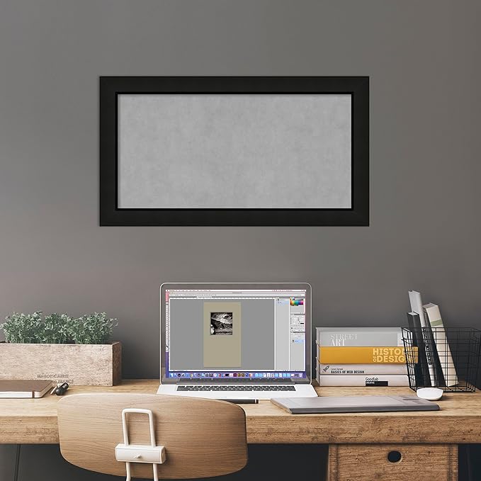 Amanti Art Black Framed Magnetic Board 15x27 Small Vision Board for use with Magnets, 100% Metal Sheet to Display Items as Office Decor or for Home Organization in mudroom, Kitchen or Kids Room