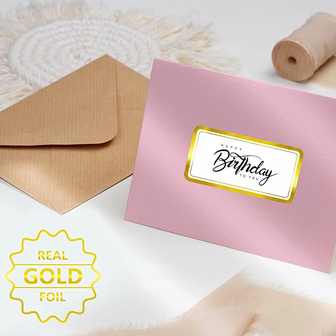 200 PCS Gold Metallic Name Labels, Blank Name Tag Stickers with Permanent Adhesive Writable Stickers with Metallic Gold Border for School Office Home (Letter Size per Sheet, Each Measures 2" x 4")
