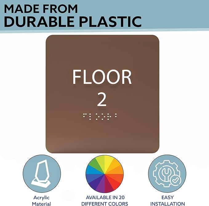 Burnt Sienna ADA Floor 2 Sign with Braille – Made from Durable Acrylic and Ready to Mount