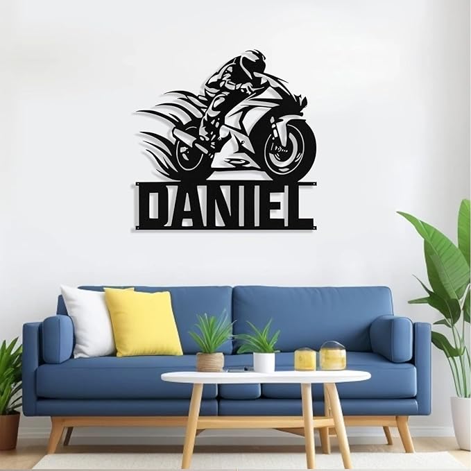 Custom Motorcycle Metal Signs Personalized Dirt Biker Name Sign Custom Garage Decor Motorbikes Wall Art Decor Motorcycle Sign Men Room Decorate Gifts for Men Husband Rider