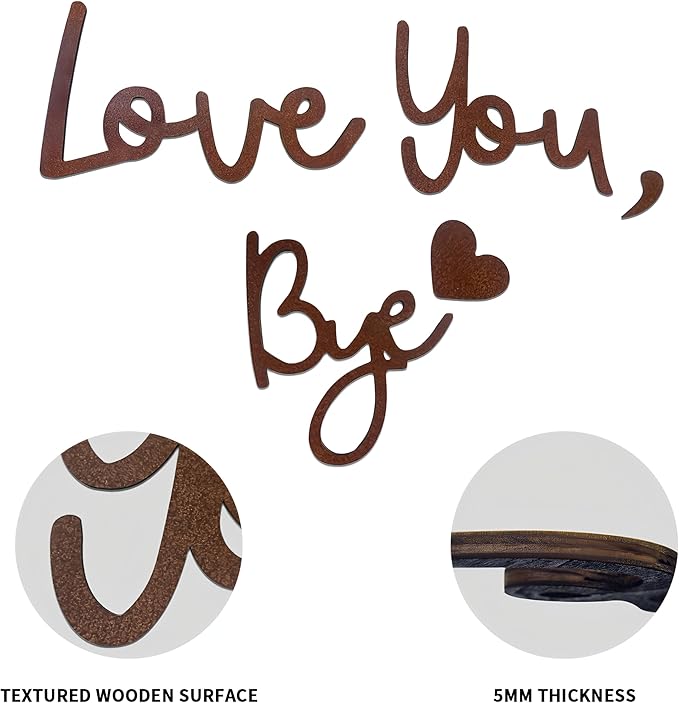 Home Decor Large Brown Love You Bye Wood Sign Boho Decor Wall Decor Express Love&Warm for Family Lover Living Room Farmhouse Wall Art Housewarming Gift Hallway Entryway Above Door Topper Decoration