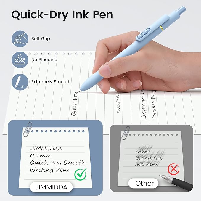 JIMMIDDA 16Pcs Black Gel Pens - 0.7mm Medium Point Black Ink Pens | Smooth Writing - Quick Drying Retractable Pen for Men Women (Morandi - 16Pcs)