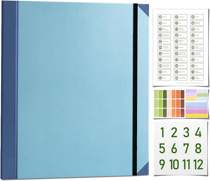 The Life Book Document Organizer - Binder for Important Documents, Document Organizer Foliofor Bills Checks Birth Certificates etc (Blue)