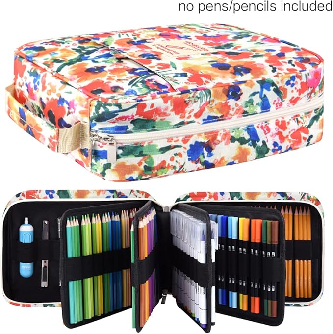 qianshan Pencil Case Holder Slot - Holds 260 Colored Pencils or 180 Gel Pens with Zipper Closure