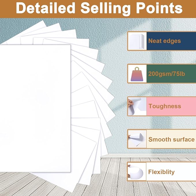 Silunkia 40 Sheets White Cardstock 8.5 x 11 Printer Paper, 75lb White Paper Card Stock for DIY Card Making, Thank You Cards, Business Cards, Wedding Invitations, Certificates, Menus