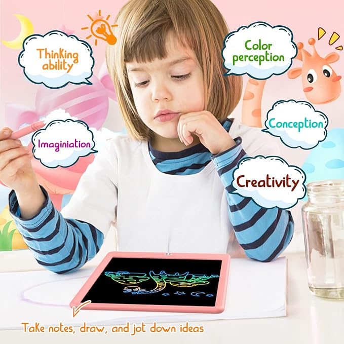 BUKEBU Toddler Toys for 3-6 Years Old Girls Boys, LCD Writing Tablet 8.5 Inch Doodle Board, Electronic Drawing Tablet, Drawing Pads,Travel Gifts for Kids Age 3 4 5 6 7 Year Old Girls Boys (Pink)