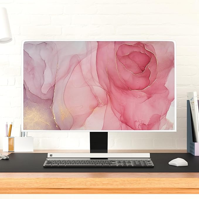 Baocicco Abstract Waterproof Television Cover with Pink Marble Design 40, 41, 42，43 Inch Full Body Cover for TV Screen Weatherproof Dust-Proof TV Screen Covers Sleeve Compatible with LED OLED Desktop