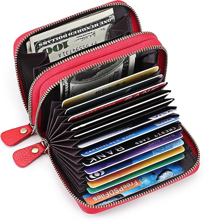 GOIACII Small Genuine Leather Wallet for Women, RFID Blocking Credit Card Holder Wallet