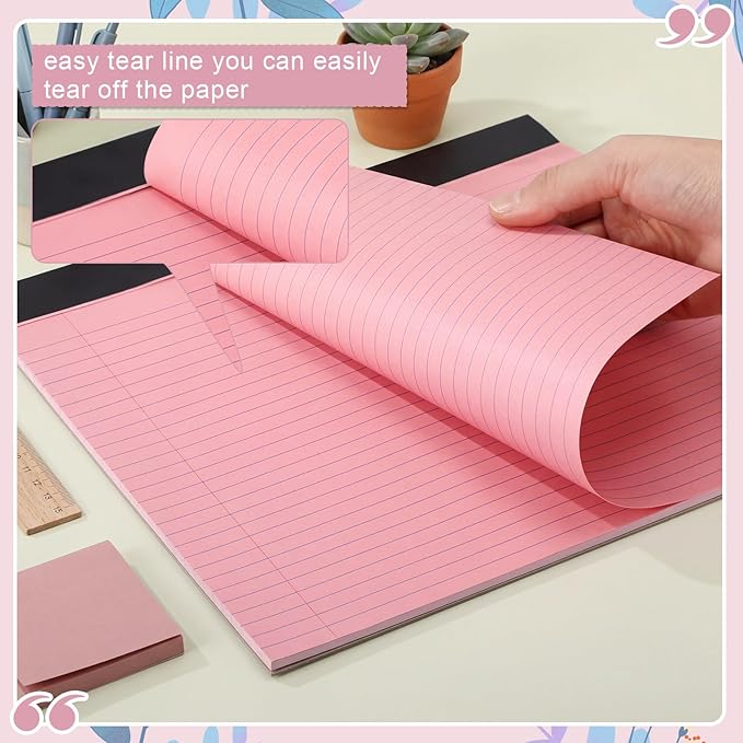 Lincia 6 Pcs 11" x 9.5" Legal Pads College Ruled Notepad Landscape Notebook Horizontal Lined Notebook 80 Gsm Assorted Colors Paper Pastel Writing Pads for School Office, 40 Sheet (Soft Color)