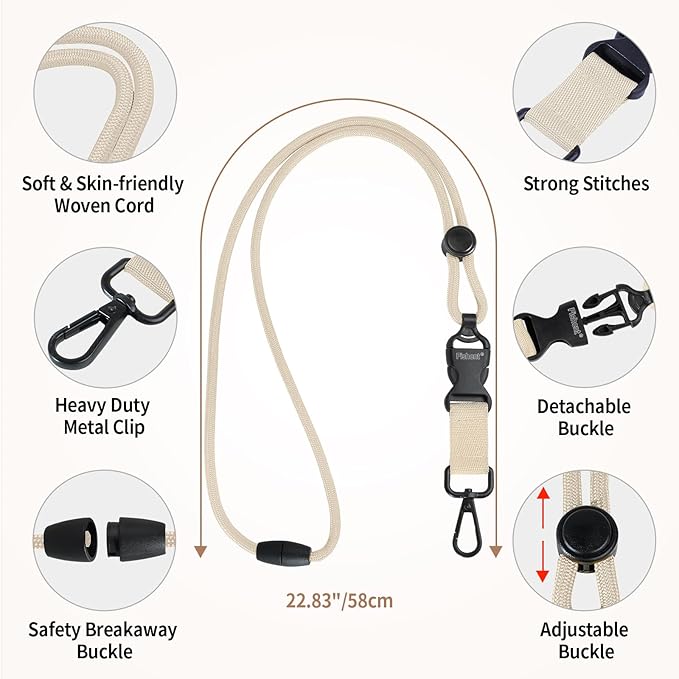 Fishent Breakaway Neck Lanyards for ID Badges, Adjustable Durable Heavy Duty Lanyard with Detachable Buckle for Keys Holder (Starlight)