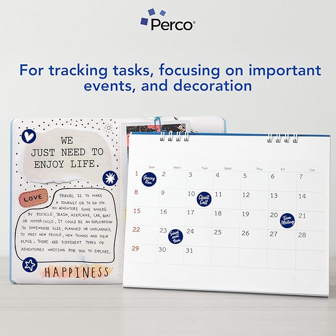 Perco Dark Blue 1-Inch Perforated Circle Dot Sticker Labels — 10 Rolls, 10,000 Round Stickers — with Permanent Adhesive for Inventory Management, Color Coding, Garage Sales, Crafts—Made in USA