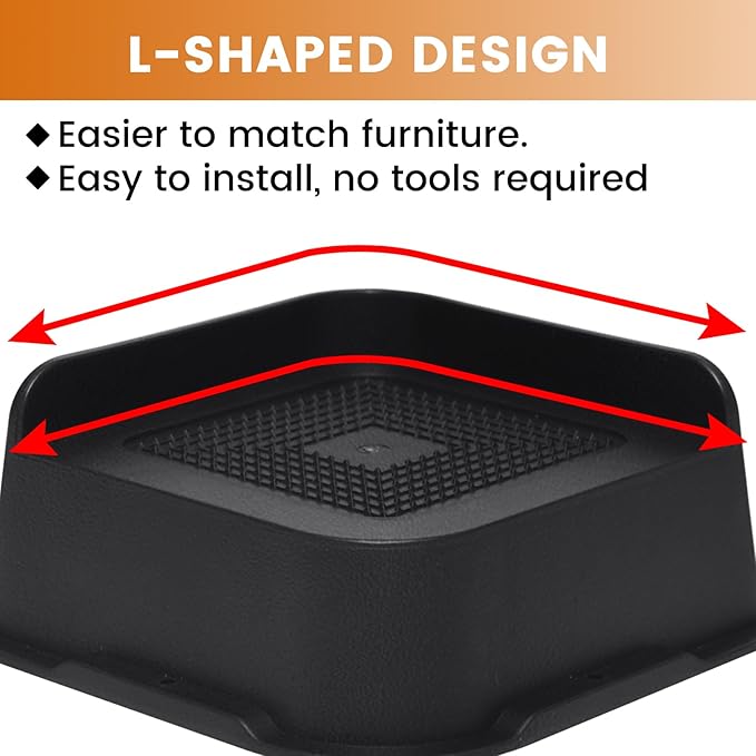 MXMZHXU Bed Risers 2 inch, 3 inch, 4 inch, 6 inch or 8 inch Heavy Duty Furniture Risers, Up to 6000 Lbs L Shaped Design Bed Lifts Blocks for Couch Desk Sofa Table (Black, 2 Inch 4 Pack)