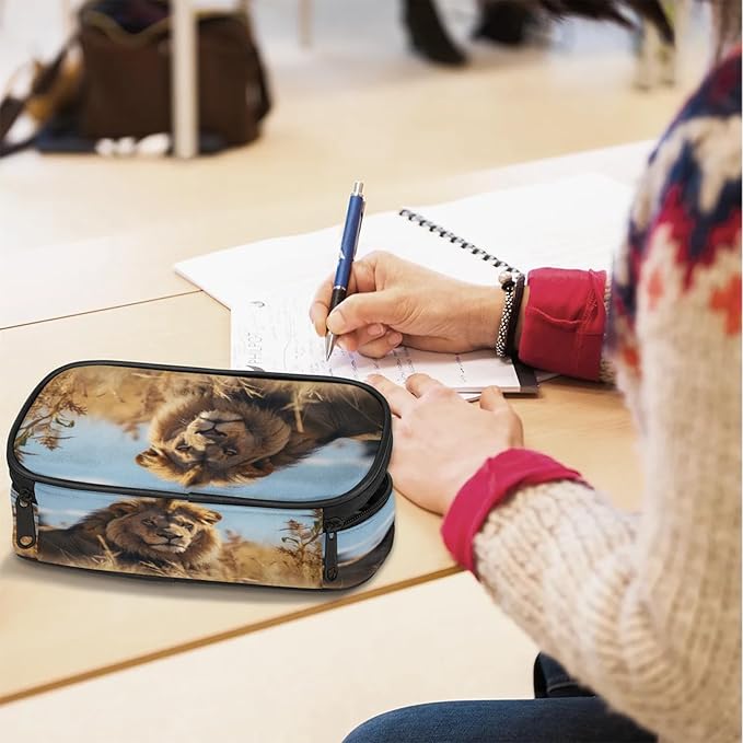 Pardick 3D Lion Pencil Case，Big Capacity Pencil Pouch Coin Pouch Stationery Organizer For Teen School