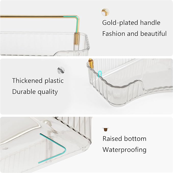 YCIA&DONE Corner Bathroom Counter Organizer, Makeup Organizer for Vanity, Skincare Cosmetic Perfume Tray, Corner Countertop Shelf Rack Storage for Bathroom Kitchen 1 Tier (Clear White)