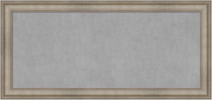 Amanti Art Silver Framed Magnetic Board 25x53 Oversize Vision Board for use with Magnets, 100% Metal Sheet to Display Items as Office Decor or for Home Organization in mudroom, Kitchen or Kids Room