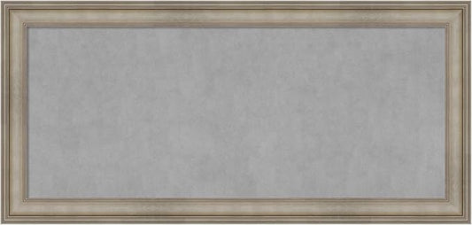 Amanti Art Silver Framed Magnetic Board 25x53 Oversize Vision Board for use with Magnets, 100% Metal Sheet to Display Items as Office Decor or for Home Organization in mudroom, Kitchen or Kids Room