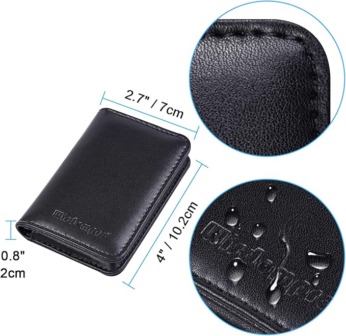 Wisdompro Business Card Holder, 2-Sided PU Leather Folio Name Card Holder Wallet Case with Magnetic Shut for Men and Women, Ultra Slim and Thin
