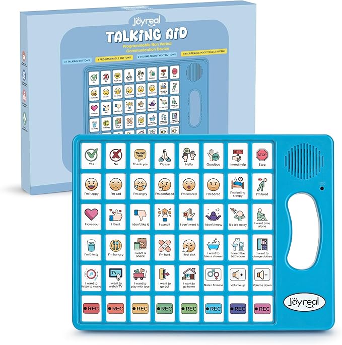 Joyreal AAC Device for Autism, Non Verbal Communication Tools for Speech Therapy & Stroke Rehab. Speech Communication Tablet, Autism Talking Aids with 8 Programmable Buttons (Blue)