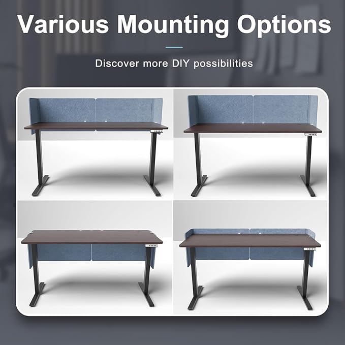 ERGO COLLECT Desk Privacy Panel,2PCS L-Shaped Clamp-On Office Desk Divider,2-in-1 Adjustable Acoustic Desktop Partition Or Under Desk Modesty Screen,for Office,Home,Felt(Blue, 47.2" x 17.7")