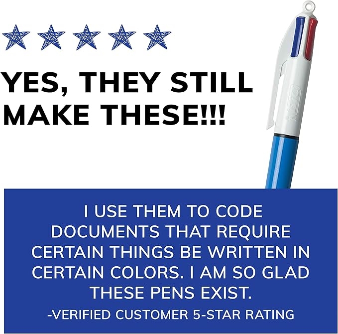 BIC 4-Color Original Retractable Ballpoint Pen with 1.0 mm Medium Point, 3-Count in Assorted Ink