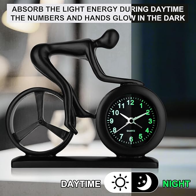 CIGERA Racing Bicycle Desk Alarm Clock Battery Operated, Glow-in-The-Dark Dial, Silent Non-Ticking | Unique Cycling Gift for Cyclists, Students, Teachers | Office, Desk, Shelf Decor