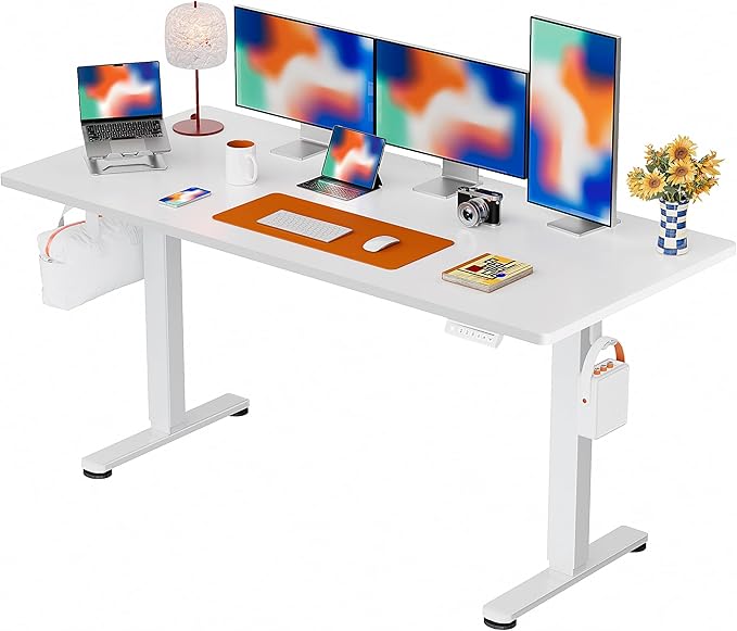 ErGear Height Adjustable Electric Standing Desk, 71 x 30 Inches Sit Stand up Desk, Memory Computer Home Office Desk Large Desk with 2 Desktop (White)