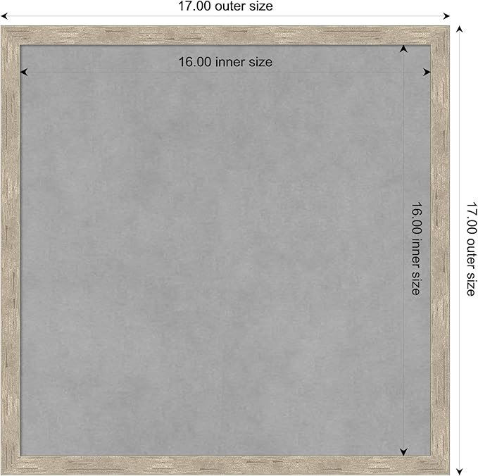 Amanti Art Silver Framed Magnetic Board 17x17 Small Vision Board for use with Magnets, 100% Metal Sheet to Display Items as Office Decor or for Home Organization in mudroom, Kitchen or Kids Room