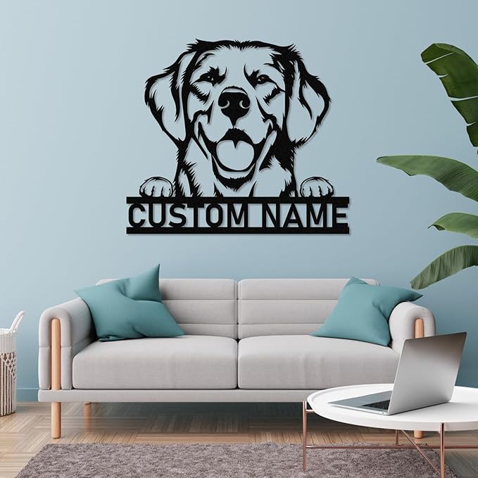 Dyoart Custom Dog Metal Signs - Personalized Metal Dog Decor, Rustic Farmhouse Dog Signs for Home Decor, Dog Metal Wall Art, Family Name Sign, Gifts for Mom Dad Dog Lovers, Dog Room Decor