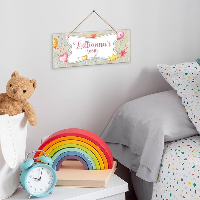Custom Girl/Boy Name Sign Personalized Children Room Decor For Kids Bedroom, Wall, Christmas And Castle Tent Sign 5x13 Inches, ACM, Made in USA
