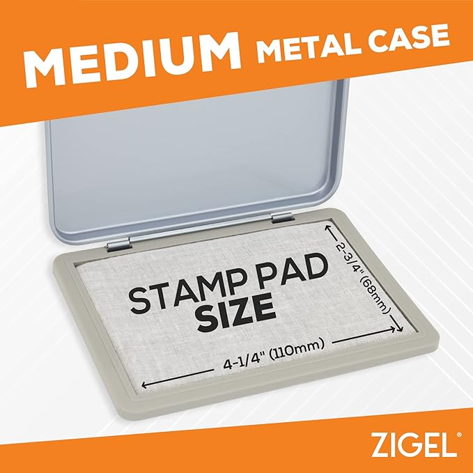 Metal Case Stamp Pad Medium Size, Green Color - Size: 3" x 4" - Choose from 15 Ink Colors