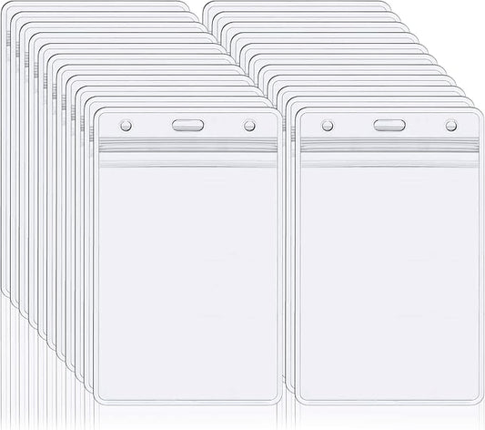 EcoEarth - Vertical Card Protector w/Soft Edge - Premium Tier Sealable 3x4 Inch, 100 Pack - Waterproof ID Badge Holder - Plastic Name Tag Holder Bulk