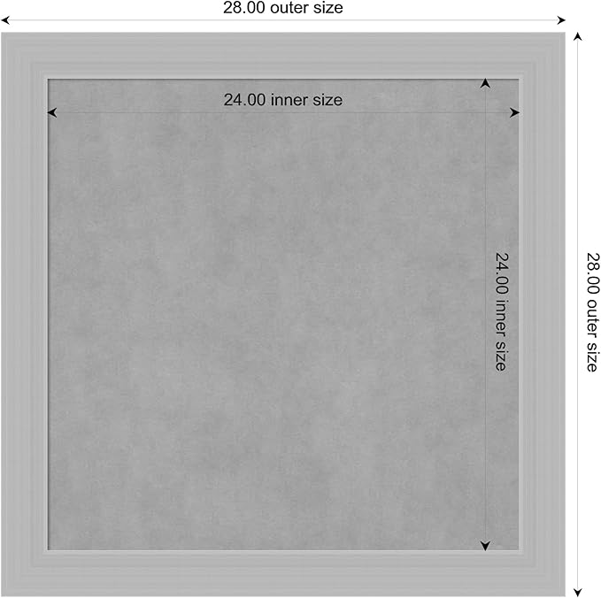 Amanti Art Silver Framed Magnetic Board 28x28 Medium Vision Board for use with Magnets, 100% Metal Sheet to Display Items as Office Decor or for Home Organization in mudroom, Kitchen or Kids Room