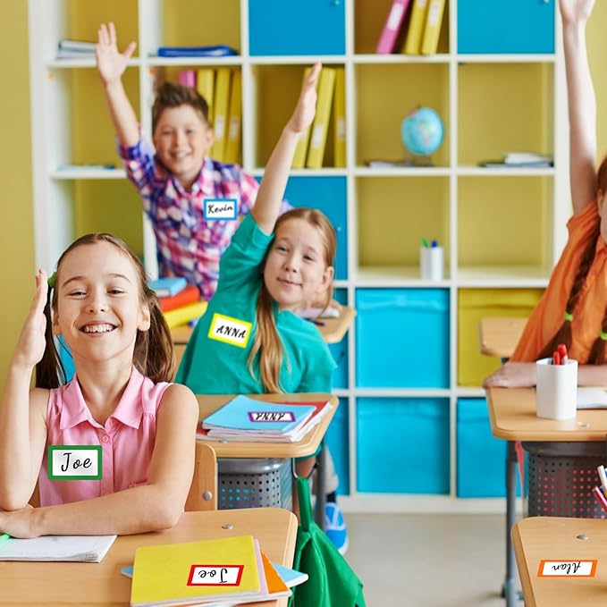 Yeachlaing Removable Name Tags, 3 1/2" x 2 1/4", 6 Colors 120 Waterproof Name Badges for Office,School,Classroom and Home