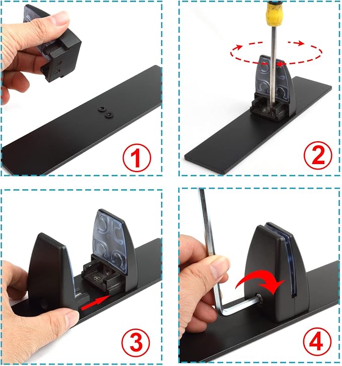 MOUNTAIN_ARK 4 Pack Black Office Desk Partition Clamp, T Shaped Sneeze Guard Bracket Support, Aluminum