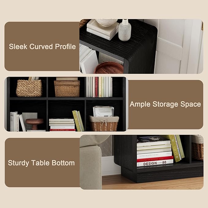ChooChoo 6 Cube Storage Organizer, Wooden Bookcase with Storage, Cube Storage Bookshelf for Bedroom and Home Office, Black
