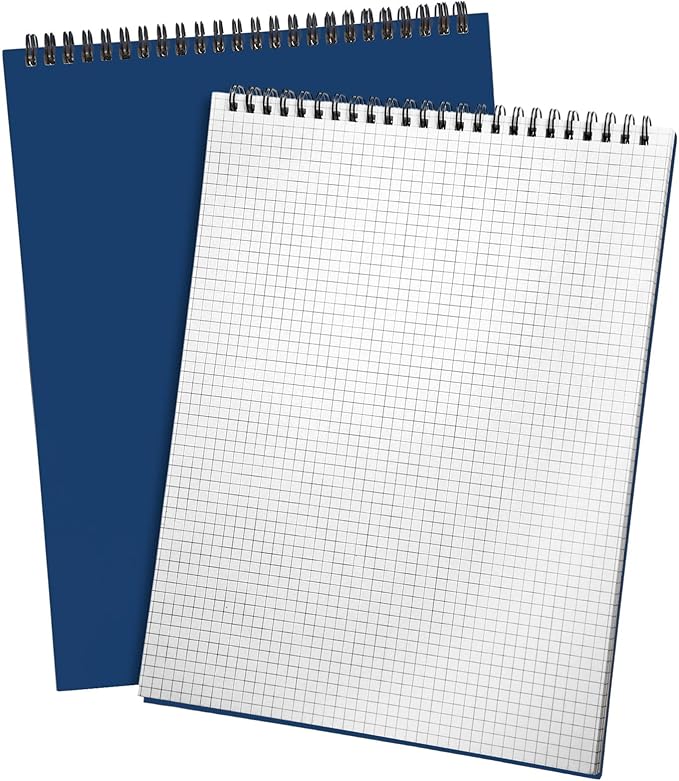 Engrowtic 2 Pack Top Spiral Graph Paper Notebooks 8.7 X11.4 Inch A4 Grid Paper Notepad 70 Sheet Memo Steno Pad for Engineering Writing Sketching Drawing School Office Supplies (Dark Blue)