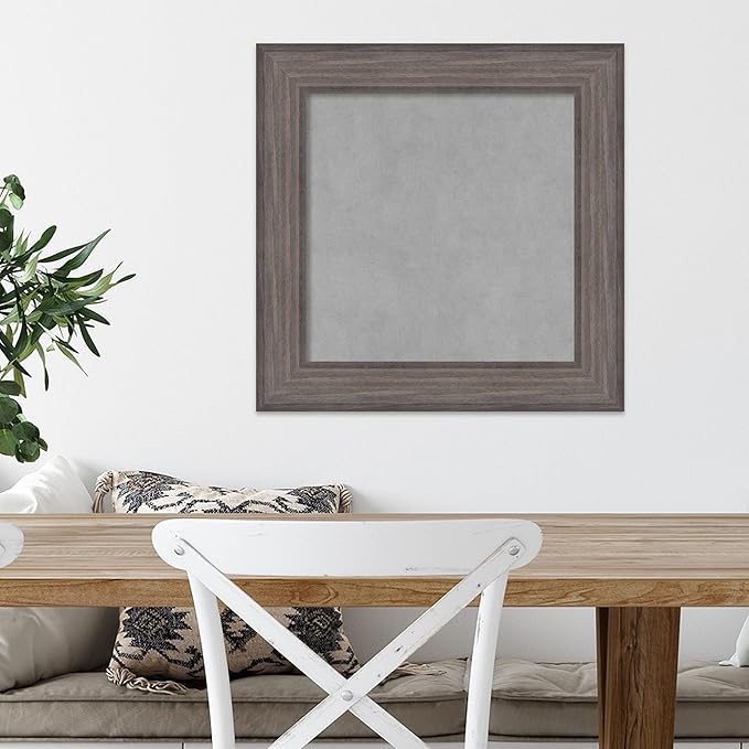 Amanti Art Grey Framed Magnetic Board 21x21 Small Vision Board for use with Magnets, 100% Metal Sheet to Display Items as Office Decor or for Home Organization in mudroom, Kitchen or Kids Room