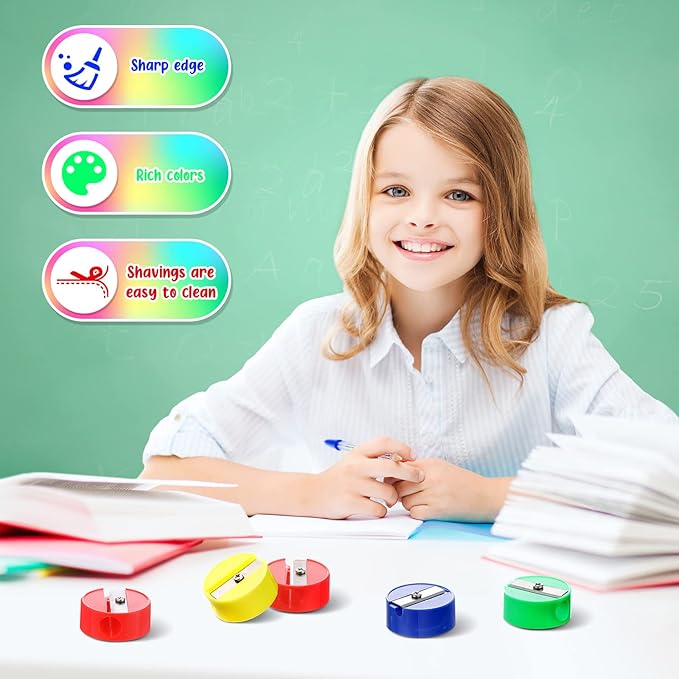 Fainne 800 Pcs Pencil Sharpeners Bulk for Kids Colorful Manual Pencil Sharpeners Compact Portable Handheld Crayon Back to School Supplies for Kids Students Home Office Classroom Prizes (Multicolor)