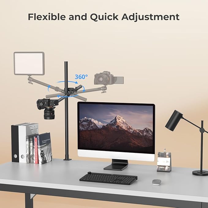 SMALLRIG Camera Desk Mount, Overhead Camera Arm Stand for Desk with 360° Ball Head,for DSLR Cameras, Cell Phones, Lights, Microphones