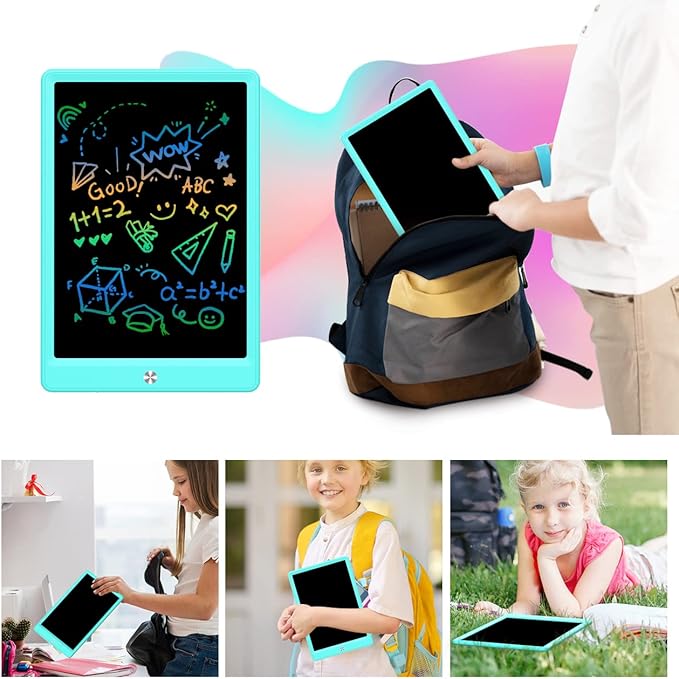BUKEBU LCD Writing Tablet Doodle Board, Colorful Drawing Pad, Electronic Drawing Tablet, Drawing Pads,Travel Gifts for Kids Ages 3 4 5 6 7 8 Year Old Girls Boys (10.5 inch, Blue&Yellow)
