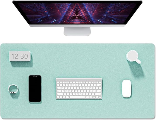 Auhoahsil Felt Desk Mat, Minimalist Large Mouse Pad XXL 35.5 x 15.7 in, Desk Matt for Desktop, Keyboard, Laptop, Computer, Office, Work from Home, Gaming, Light Green
