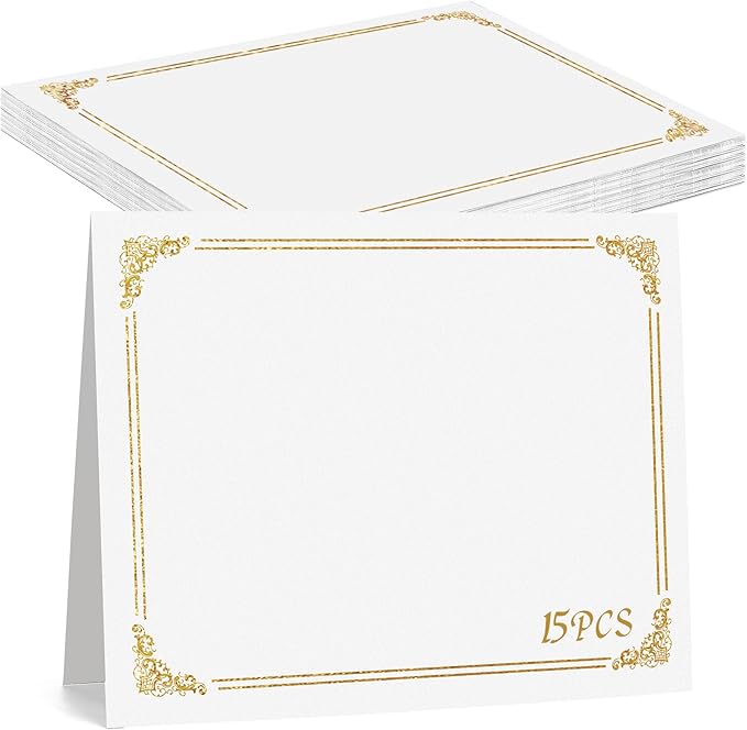 gisgfim 15Pcs Certificate Holders Diploma Covers Single Sided Gold Foil Border Award Certificate Covers for Letter Size 8.5x11 Certificates Cardstock Document Papers Storage Organizer (White)