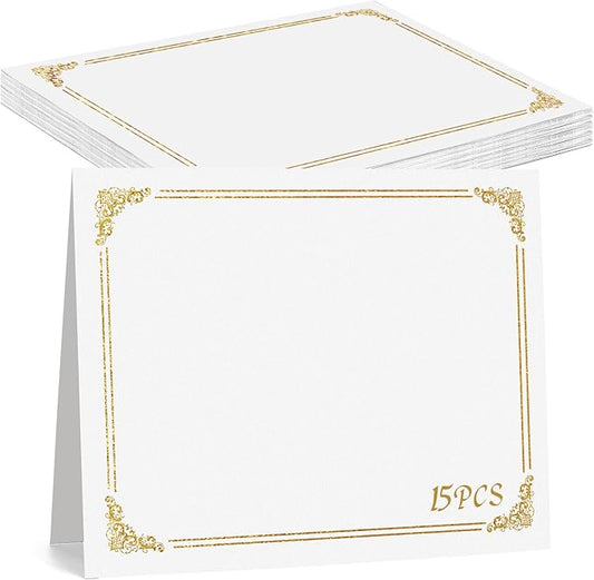 gisgfim 15Pcs Certificate Holders Diploma Covers Single Sided Gold Foil Border Award Certificate Covers for Letter Size 8.5x11 Certificates Cardstock Document Papers Storage Organizer (White)