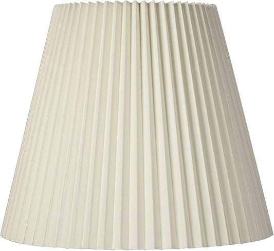 10" Top x 17" Bottom x 14 1/2" High x 14 3/4" Slant Lamp Shade Replacement Large Ivory White Bell Round Traditional Pleated Spider Harp Finial - Springcrest