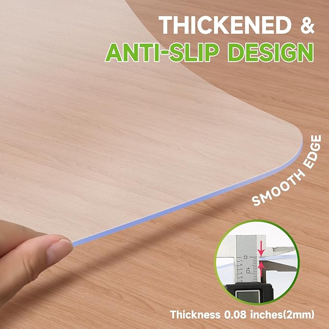 SOONAN Chair Mat for Hardwood Floor, 48" x 36" Clear Office Floor Mat, 0.08" Thickness Heavy Duty Computer&Desk Chair Mat,Floors Protector Chair Mats for Home & Office