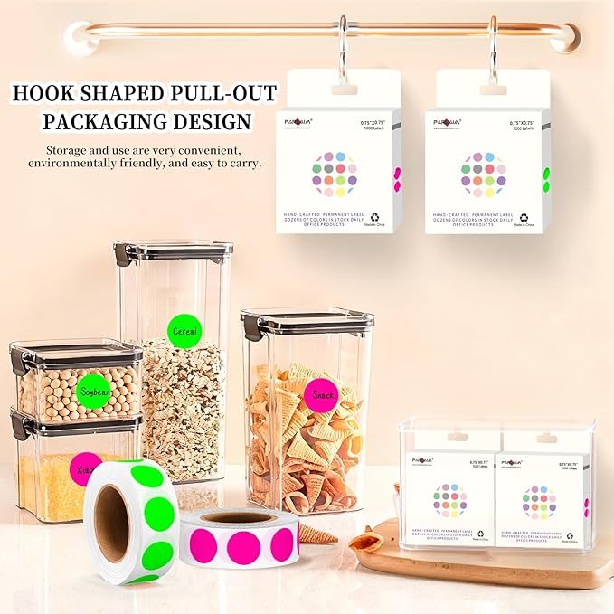 PARLAIM 2 Rolls 2000PCS 3/4" Round Circle Color-Code Dot Stickers,2 Color Style Colorful Coding Label Sticker for Home Office Classroom (Fluorescent Green+Fluorescent Pink)